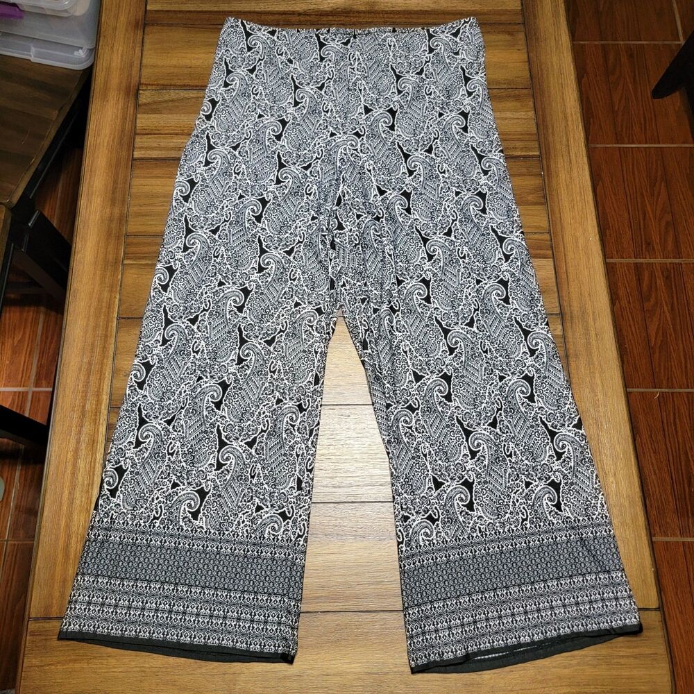 Zac & Rachel Woman B&W Paisley Pants - Size 2X